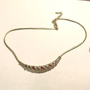 Vintage Vendome gold tone sparkly colored rhinestone collar necklace glitzy